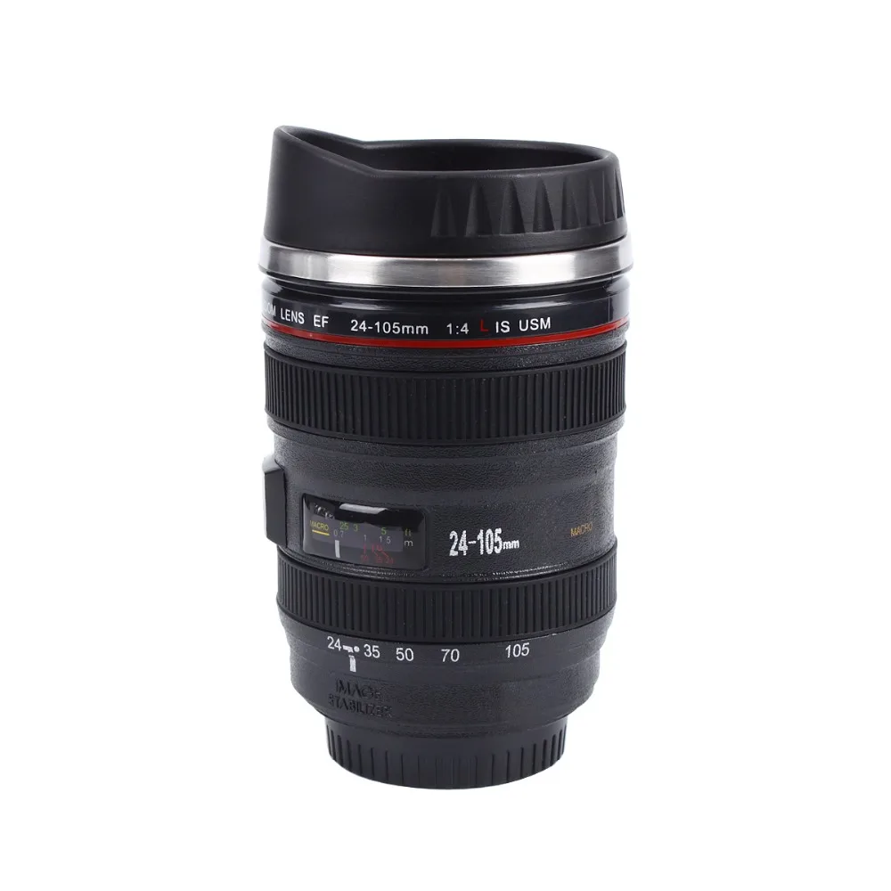 Self Stirring Camera Lens EF 24-105mm Thermos Travel Tea Coffee Mug Cups 400ML