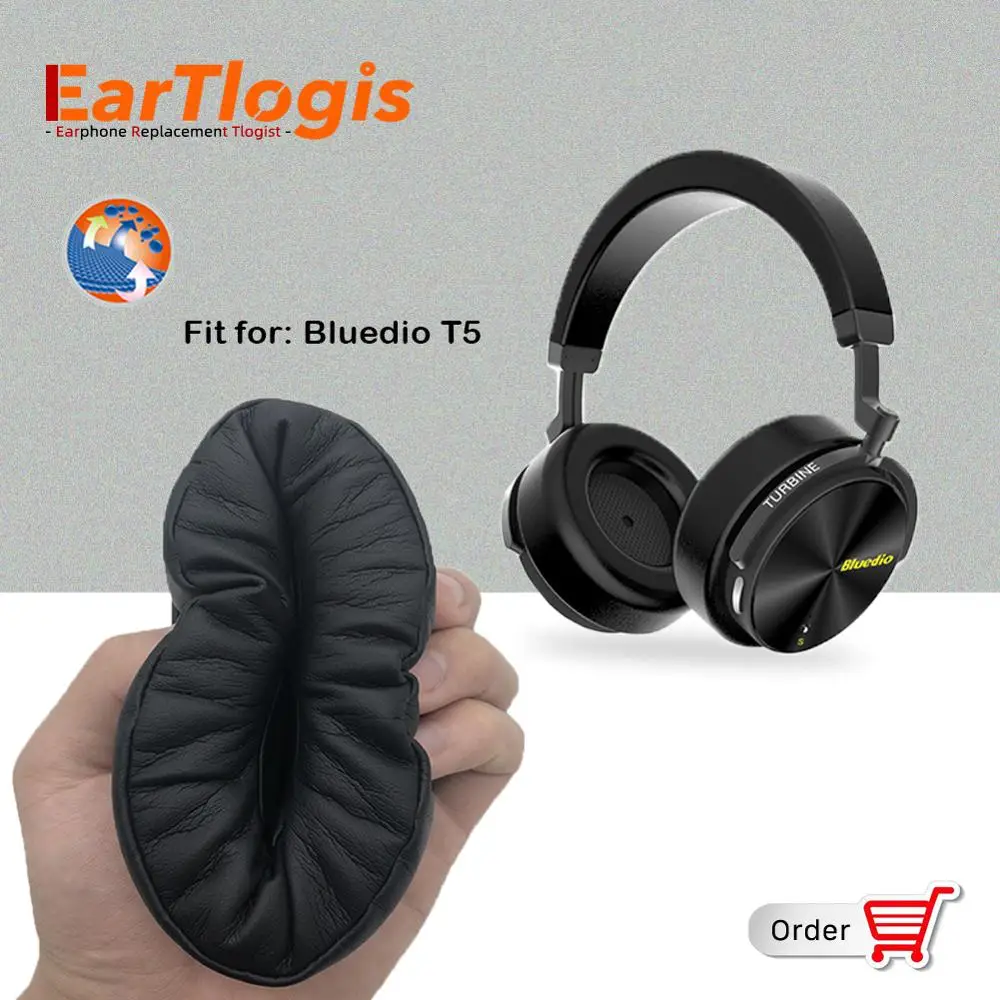 EarTlogis Replacement Ear Pads for Bluedio T5 T 5 T 5 Headset Parts Earmuff Cover Cushion Cups pillow