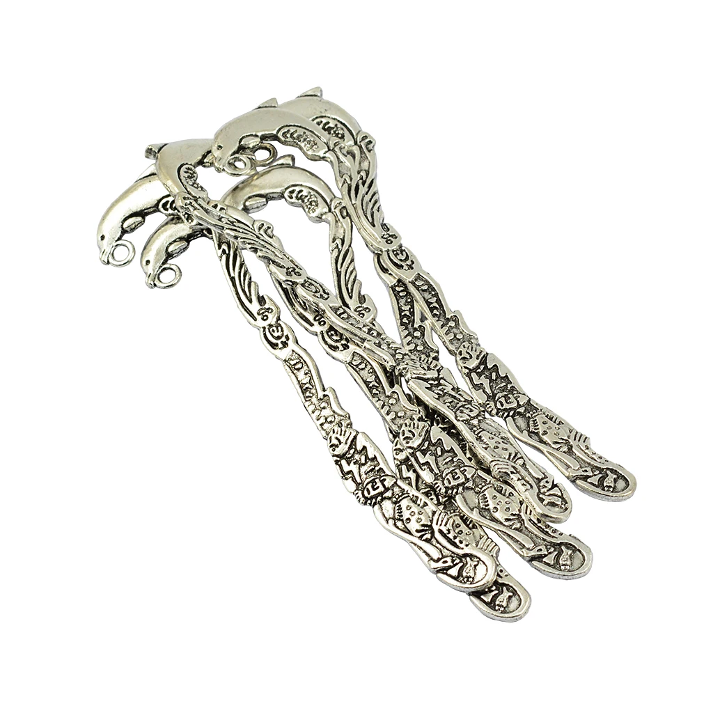 6x Tibetan silver color Vintage Dolphin Alloy Bookmarks With Hole for DIY Pendants Charms Jewelry School Office Stationery Supplies