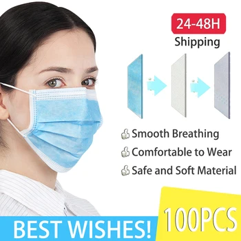 

100-3PCS Protective Mask For Face Shield Safety Anti Gas Dust Disposable Mouth Face Mask Work Facial Maska Mascherine Facemask