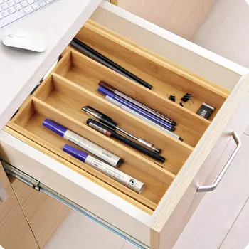 

Bamboo Box Cutlery Box Retractable Kitchen Dining Box Bamboo Compartments Drawer Type Tableware Storage Storage Box