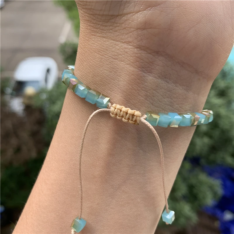 1 pcs adjustable length cubic crystal beaded bracelets for women handmade jewelry
