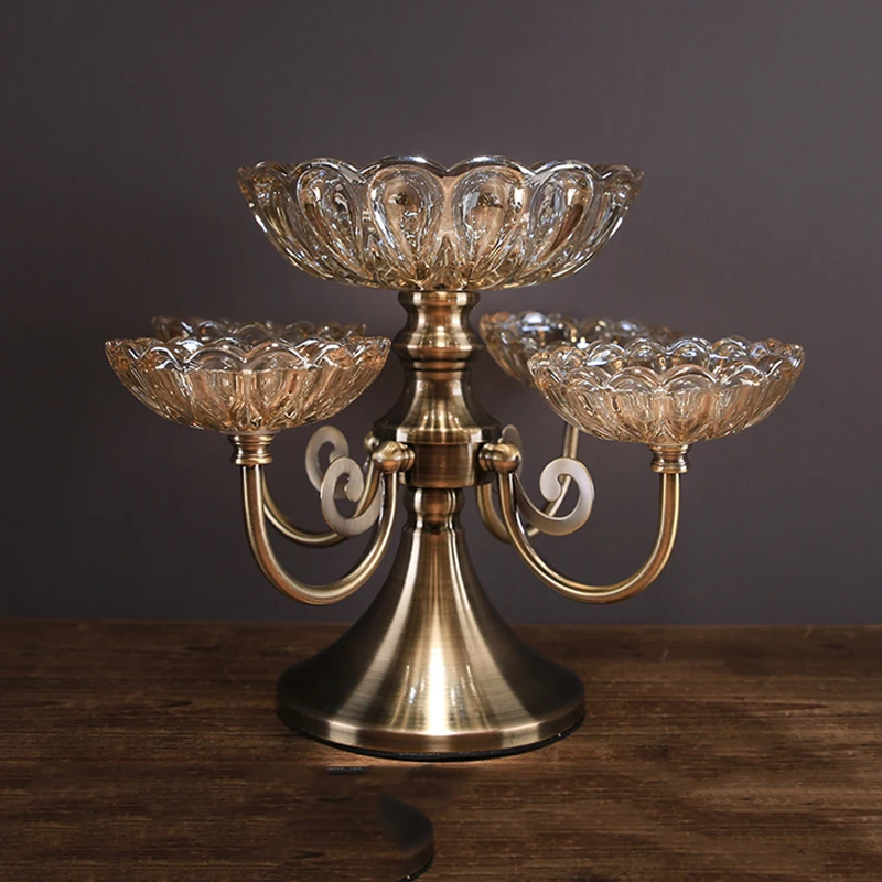 

American Crystal Glass Fruit Snack Plate Figurines Ornaments Home Livingroom Coffee Table Candy Jar Furnishing Decoration Crafts