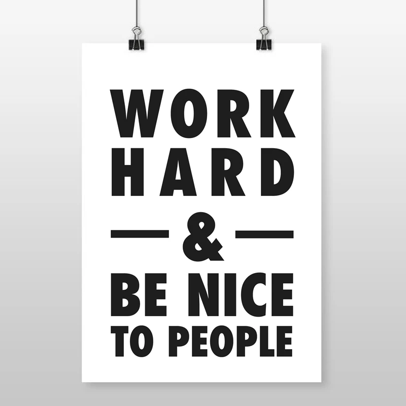 Work Hard & Be Nice To People Quote Canvas Painting Office Decor