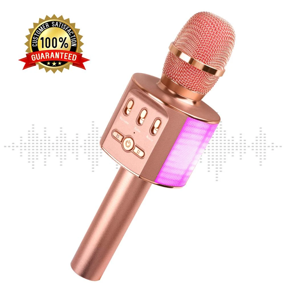 Bluetooth カラオケマイクホーム Ktv ポータブルワイヤレスマイク息ライト音楽録音マイク Ios の Android 携帯 Aliexpress