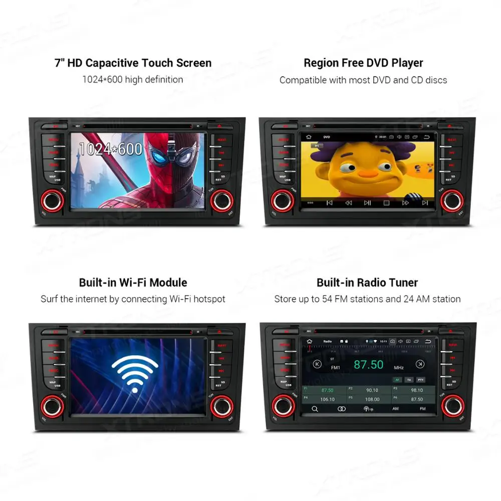 XTRONS 7 "Android 9 0 Octa Core 64 Гб Встроенная память 4 Оперативная Автомобильный DVD Плеер