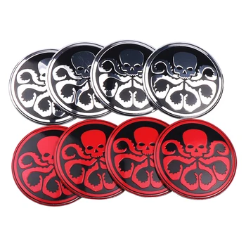 

4PCS/SET 56mm Skull The Avengers SHIELD Emblem Badge Car Wheel Center Hub Caps Cover Sticker Car Sheering Wheel Decal