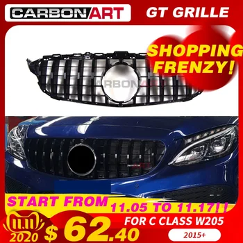 

11.11 C-Class W205 GT Front Bumper Mesh Grill Grille Fit for mb W205 C200 C300 Sports No/with Camera hole