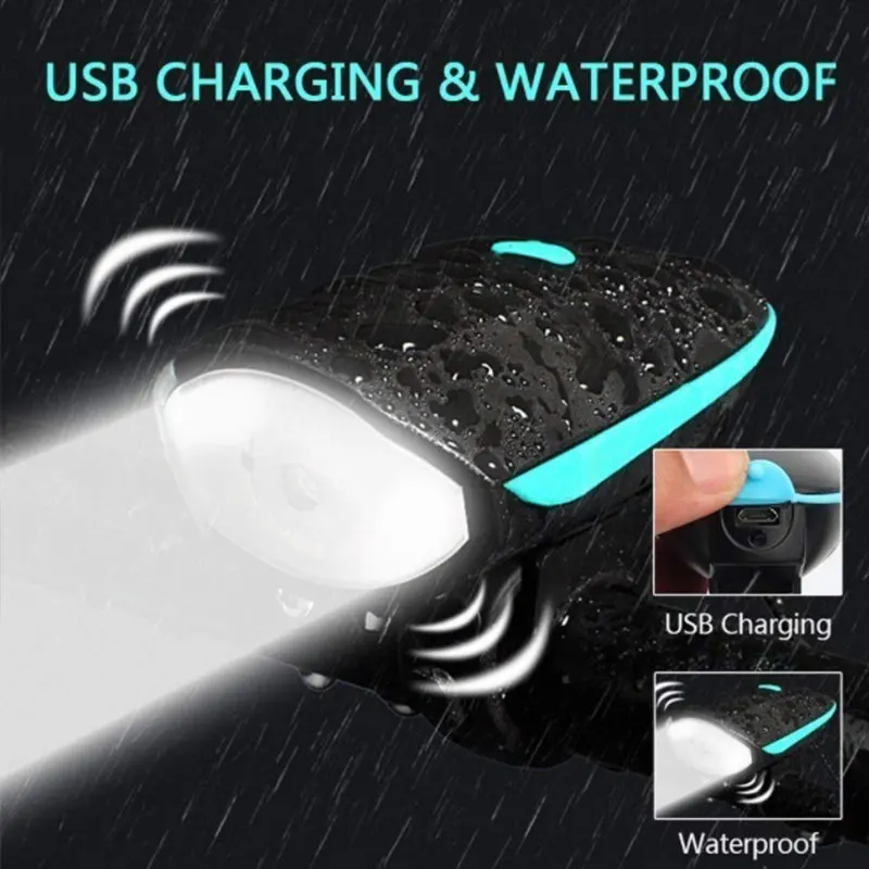 

SuperBright Bike Headlight Rechargeable with Horn Camping Waterproof Cycling Headlight Durable Bicycle Headlight Rear Lamp