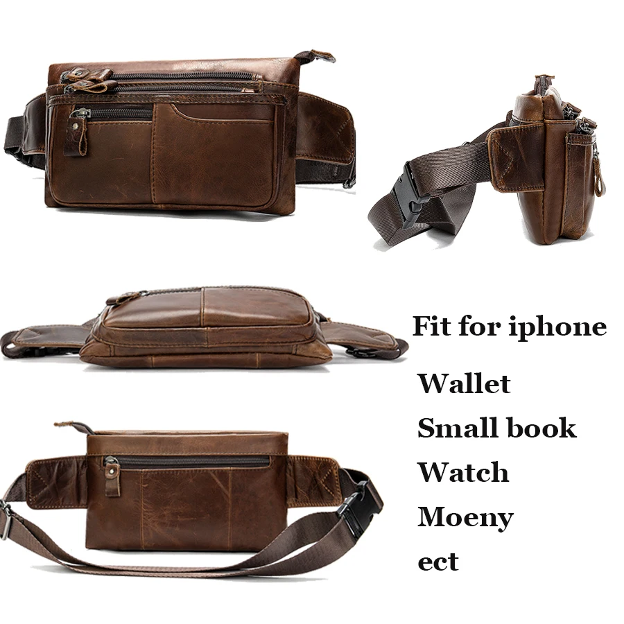 WESTAL Men's Waist Bags Genuine Leather Men's Belt Bag Fanny Pack Male Waist Pack Money Belt Hip Bag Man Belts Pouch Bags 8953
