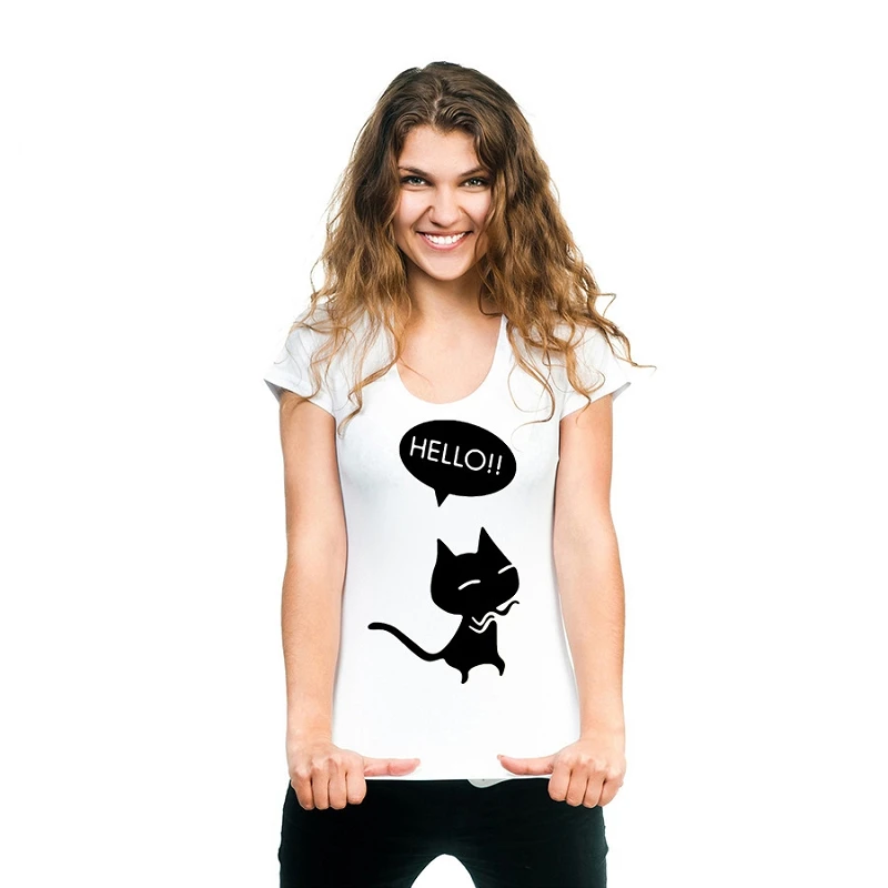 Tshirt vintage Harajuku Streetwear O-Neck White T-shirt Cute Black Cats Tumblr Tee Korean Style Ulzzang Fashion Tops