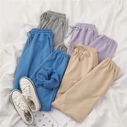 Pantalon sarouel en coton pour femme, bas de survêtement, violet, gris, bleu, été, automne 