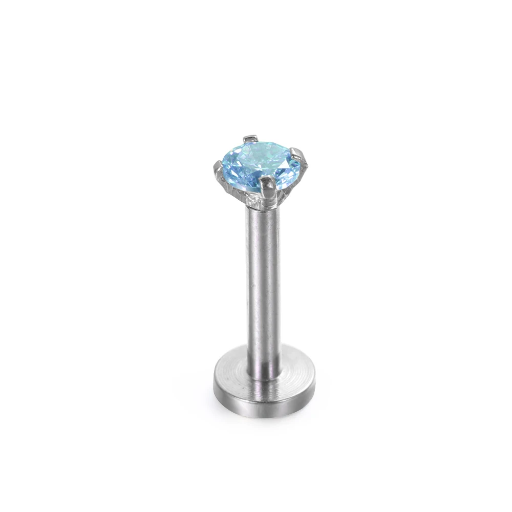 1PC Zircon Ear Stud Lip Ring Cartilage Tragus Helix Piercing Earring Multicolor Prevent Allergy Crystal Body Jewelry Accessories - Окраска металла: Blue