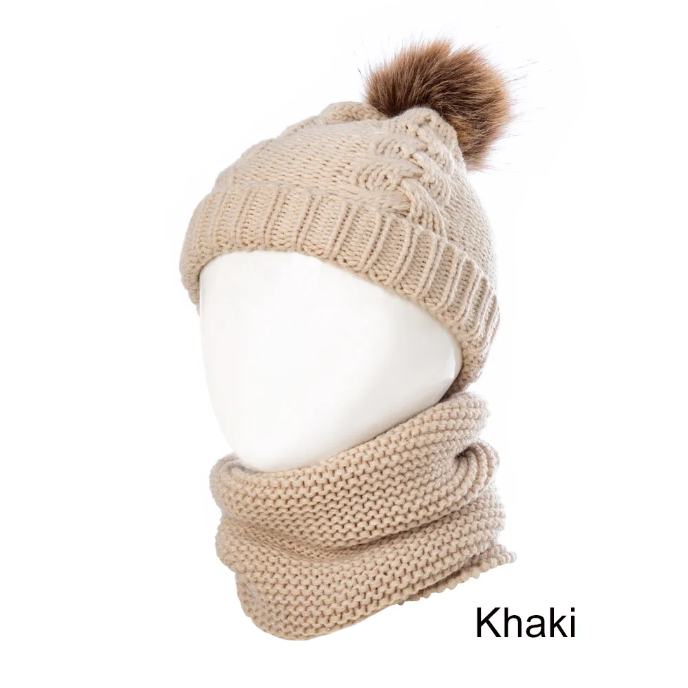 Khaki YEABIU/модные зимние милые плотные теплые шапки; осенне-зимние универсальные хлопковые теплые Новые Вязаные шапки для мальчиков и девочек - Color: Khaki