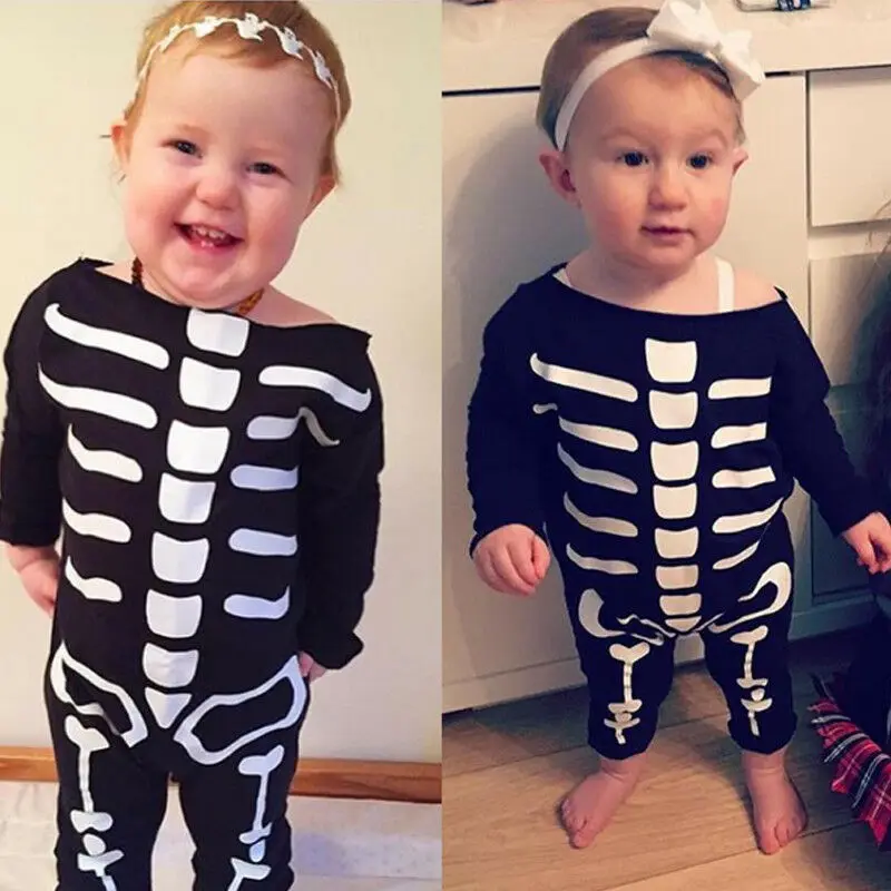 Goocheer Halloween Baby Rompers Long Sleeve Jumpsuit Skull Novelty Newborn Infant Toddler Boys Girls Costume Outfits Clothing