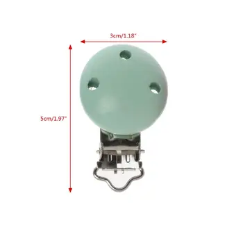 

5pcs Metal Wooden Baby Pacifier Clips Solid Color Holders Infant Soother Clasps