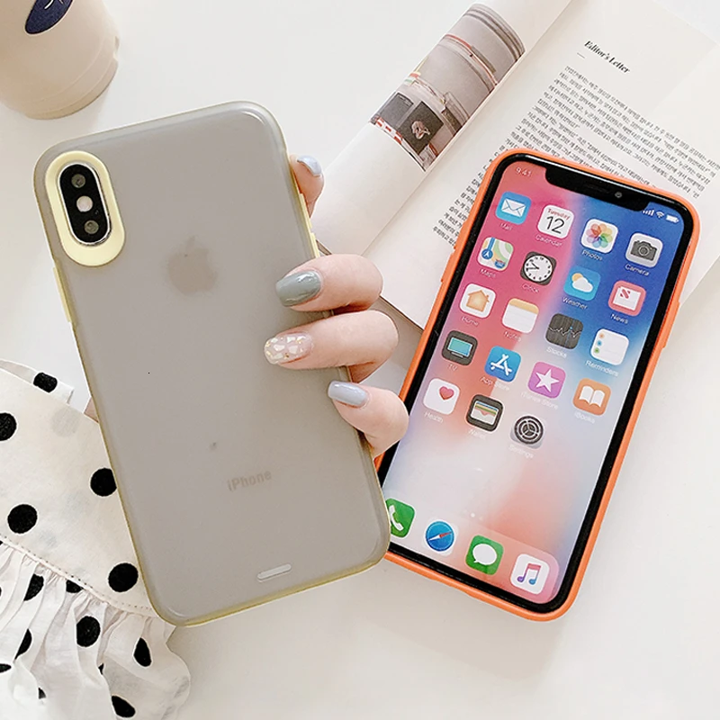 Парные противоударные мягкие простые Матовые чехлы для iphone 11 11Pro Max XR X XS