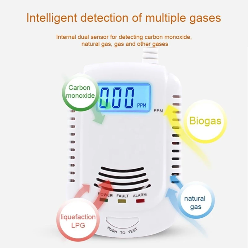 Детектор горючих газов, датчик сжиженного газа, анализатор природного газа, тестер утечки, звуковой светильник, сигнализация, система охранной сигнализации(штепсельная Вилка европейского стандарта