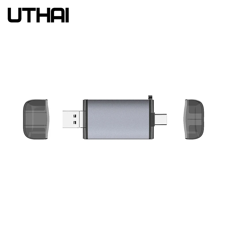 Utai J17 Многофункциональный тип-c OTG кард-ридер 6в1 SD/TF компьютер телефон Универсальный адаптер с USB Femal порт тип-c usbc - Цвет: Серебристый