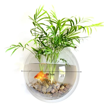 Behokic Dia23cm/29,5 cm acrílico montaje en pared redondo pecera tanque acuario flores acuáticas jarrón de plantas proveedor de mascotas acuáticas Fishbowl