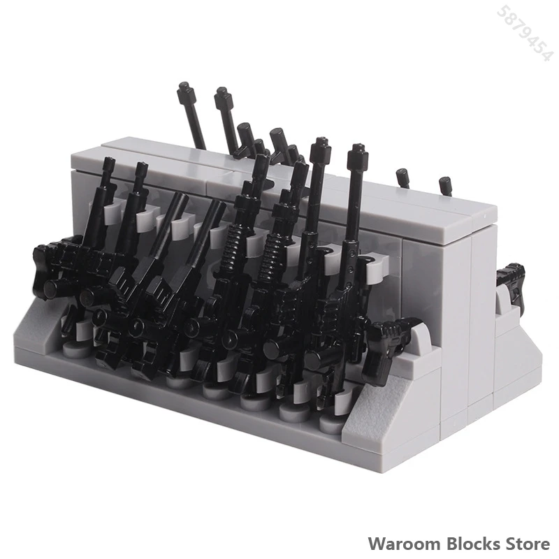 Military MOC Arms Gun Stand Blocks Toys City Bring 10Pcs Guns Set Army Building Blocks Educational Kids Toys For Children Gifts