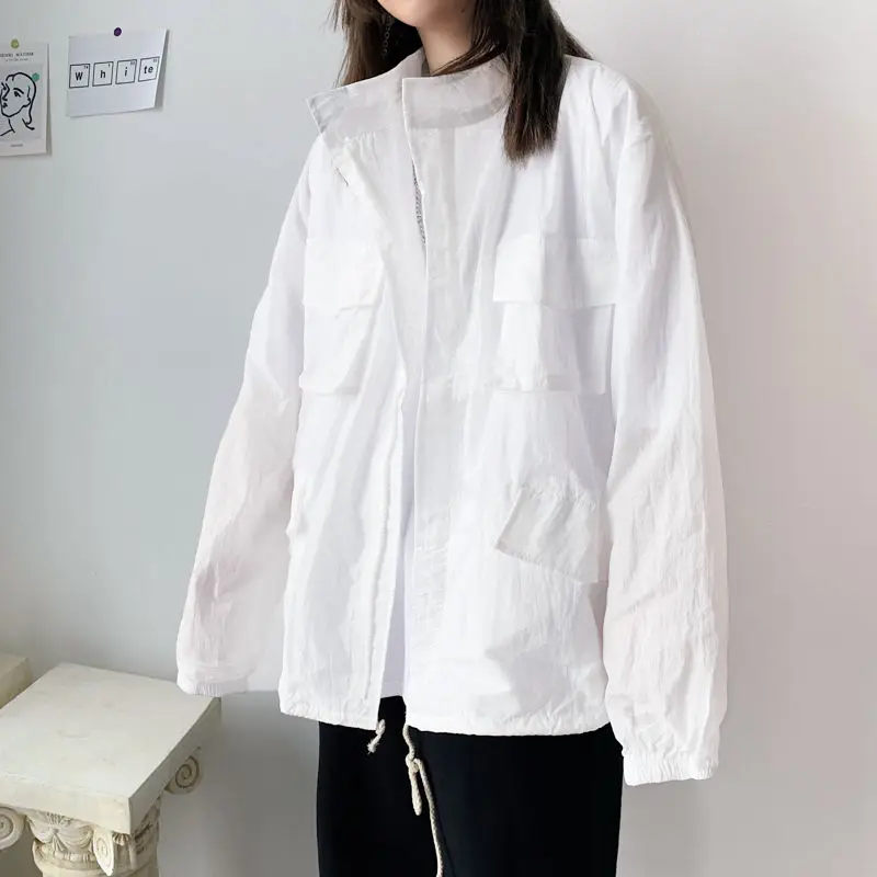 

2020 Spring And Summer New Youth Popular Couple Solid Color Multi-pocket Loose Large Size Thin Jacket Fashion Casual Wild Top