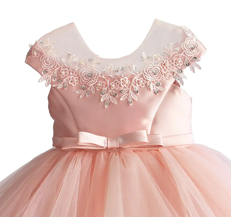 Розовое Кружевное платье принцессы с бисером для девочек; Детские платья для девочек; платье на Хэллоуин