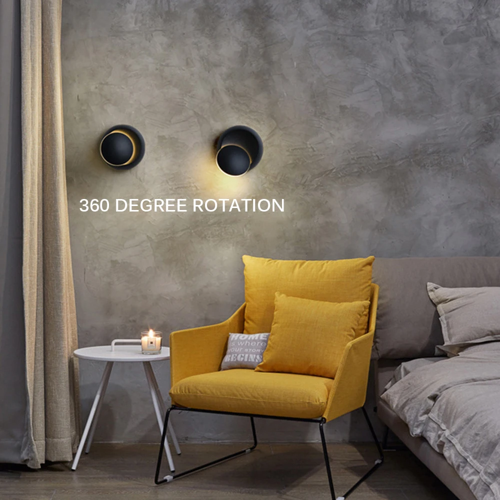 

5W Wall Led Lights Decoration Bed Side Lamp For Bedroom Loft Sconce Light Adjustable 360 Rotatable For Modern Home