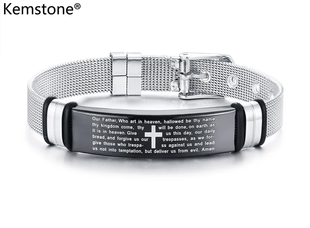 Kemstone модные регулируемые браслеты из нержавеющей стали с черным изгибом для молитвы ювелирные изделия для мужчин
