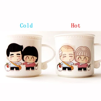 

1Pcs New 350ml Couples Spend A Lifetime Loving You Home Office Cold Water Color Change Mugs Drink More Hot Water Gift for Lovers