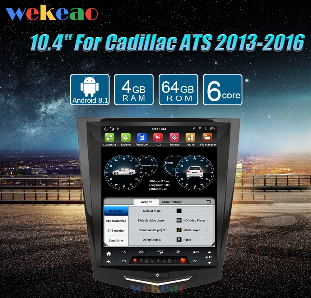 Wekeao вертикальный экран Tesla style 10,4 ''1 Din Android 8,1 автомобильный dvd-плеер gps навигация авто радио для Cadillac ATS 2013