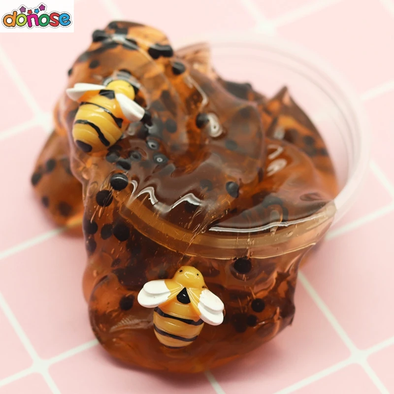 Hot Crystal Slime Toys Clear Honey Slime Bee Polymer Clay Modeling Slime Lizun Glue Mud Slime Putty DIY Toy Antistress Mud