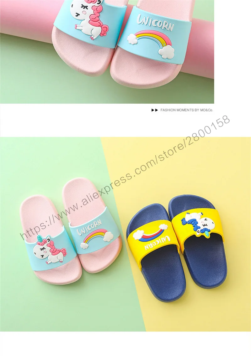 child shoes girl New Summer Rainbow Unicorn Slippers For Boys Girls Kids Beach Shoes Baby Toddler Soft Indoor Family Children Non-slip Sandals children's shoes for sale