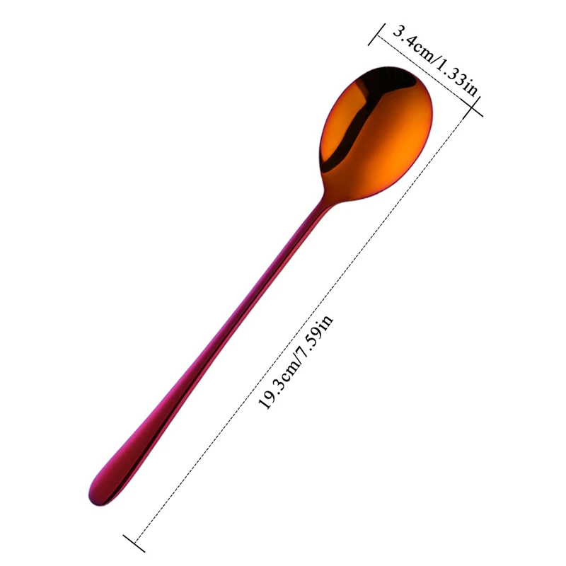 7 цветов ложка из нержавеющей стали с длинной ручкой ложка кофейная ложка чайная домашняя кухонная столовые ложки Размер