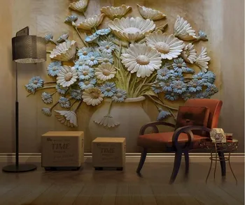 

CJSIR Custom Wallpaper Mural 3D Embossed Vase Flower Arrangement Background Wall Painting Wall Papers Home Decoration