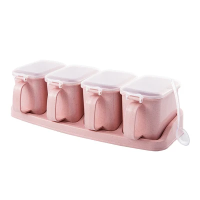 Коробка с приправами перец шейкер для соли, для приправ, прозрачные PP Кухонный графинчик приправы пластиковые банки для хранения коробка K1070 D - Цвет: Pink