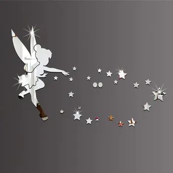 

Fairy Blow Star Mirror Wall Stickers 3D Decorative Sticker DIY Wall Decals Living Kids Room Bedroom Home Decoration Stickers