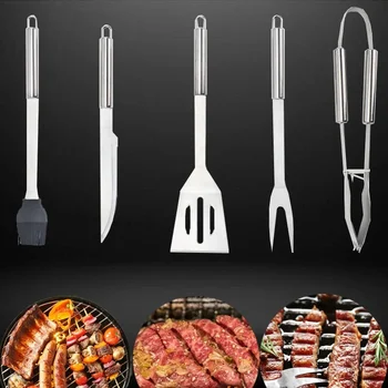

Outdoor Portable Easy Clean Stainless Steel BBQ Accessories 6 Piece Outdoor Portable Tote Bag Bakeware BBQ Set Tools