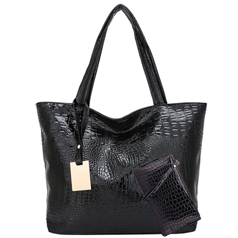 2 шт./брендовая роскошная женская сумка из крокодиловой кожи Новая модная сумка через плечо Большая вместительная сумка-тоут