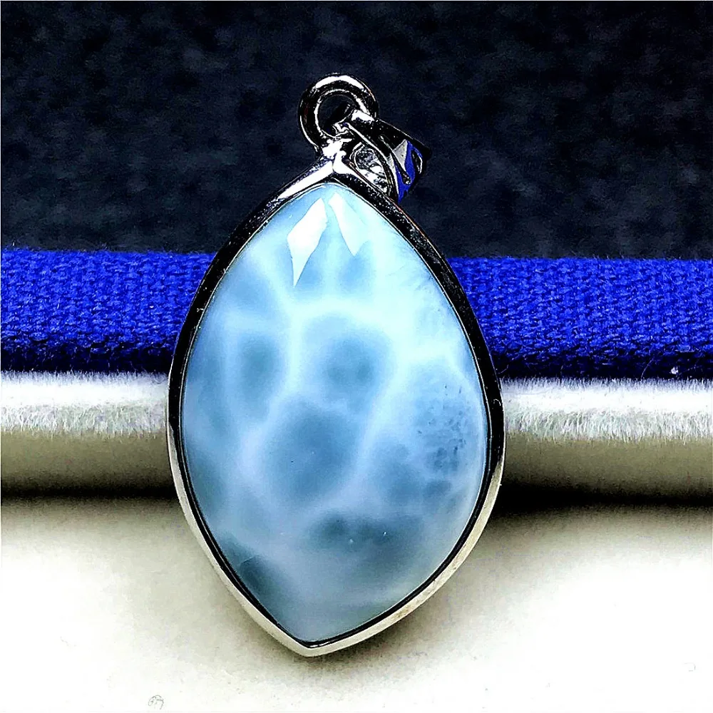 Натуральный Синий Подвеска larimar для обувь для мужчин и женщин; с украшением в виде кристаллов 24x17x8 мм лошадиный глаз бусины 925 серебро Доминика воды узор камня AAAAA