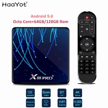 HAAYOT Android 9 tv Box Восьмиядерный медиаплеер коробка RK3368 Восьмиядерный 4 Гб 64 Гб/128 Гб Rom 4K IP tv Box X88 Pro+ ТВ-приставка