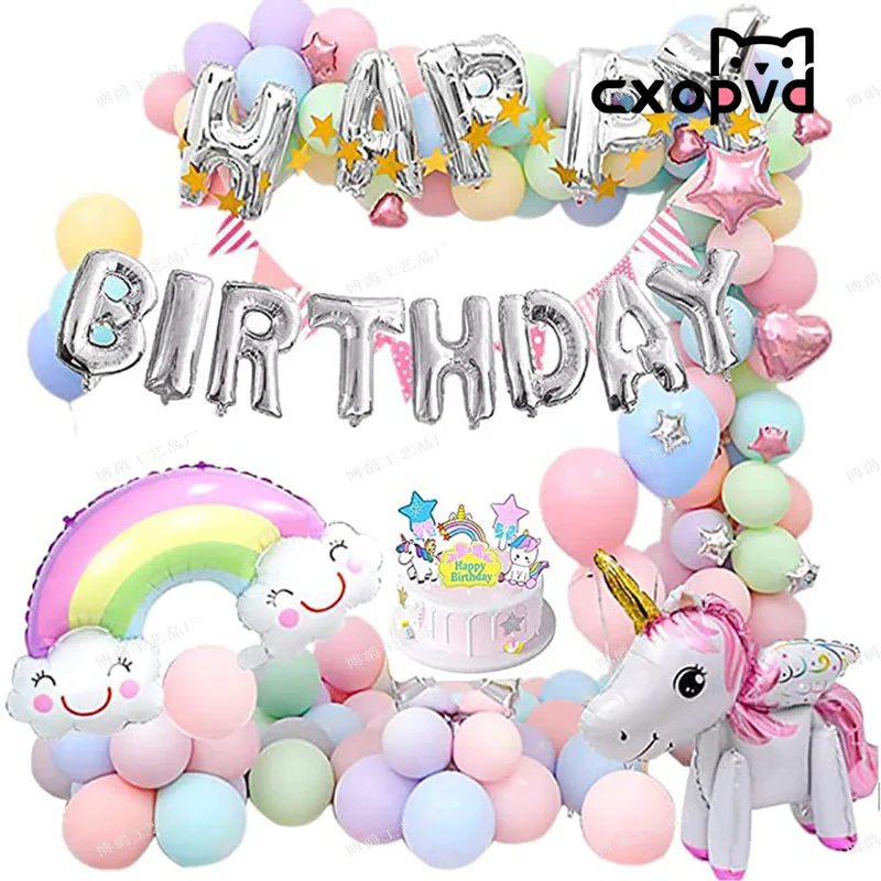 

Хит продаж, украшение для темативечерние в виде единорога, Детские воздушные шары на день рождения, гирлянда, украшение для праздника, товары для вечеринки