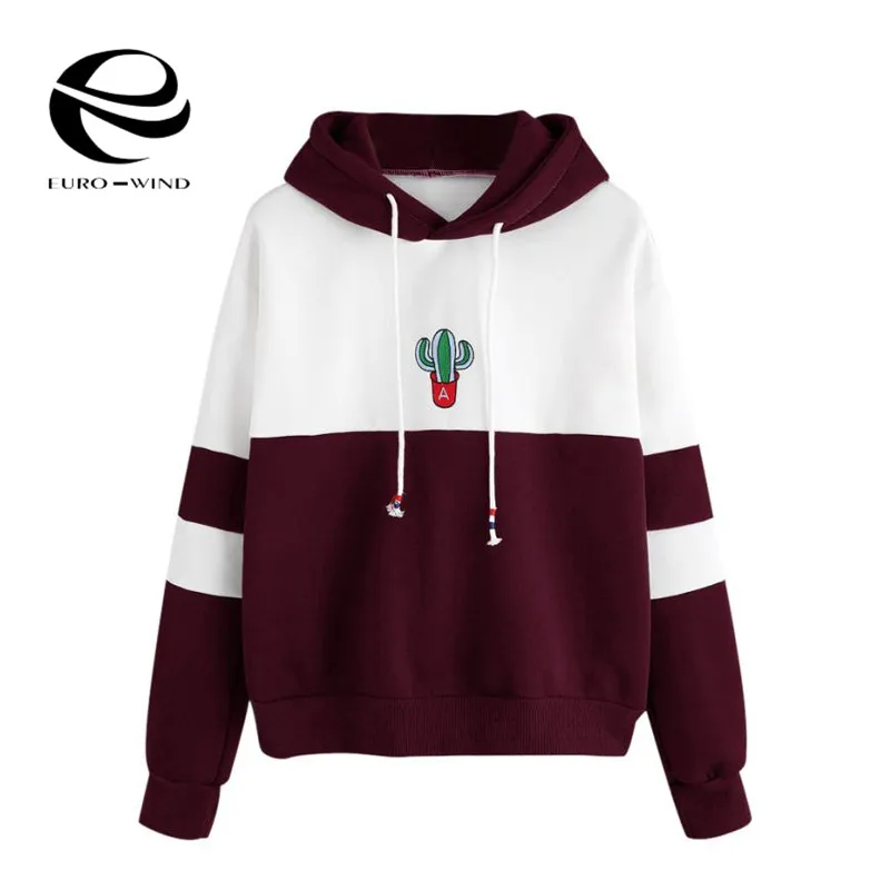  Autumn Women Long Sleeve Pullover Hooded Cactus Printed Sweatshirt Casual Winter Hoody Hoodies Swea