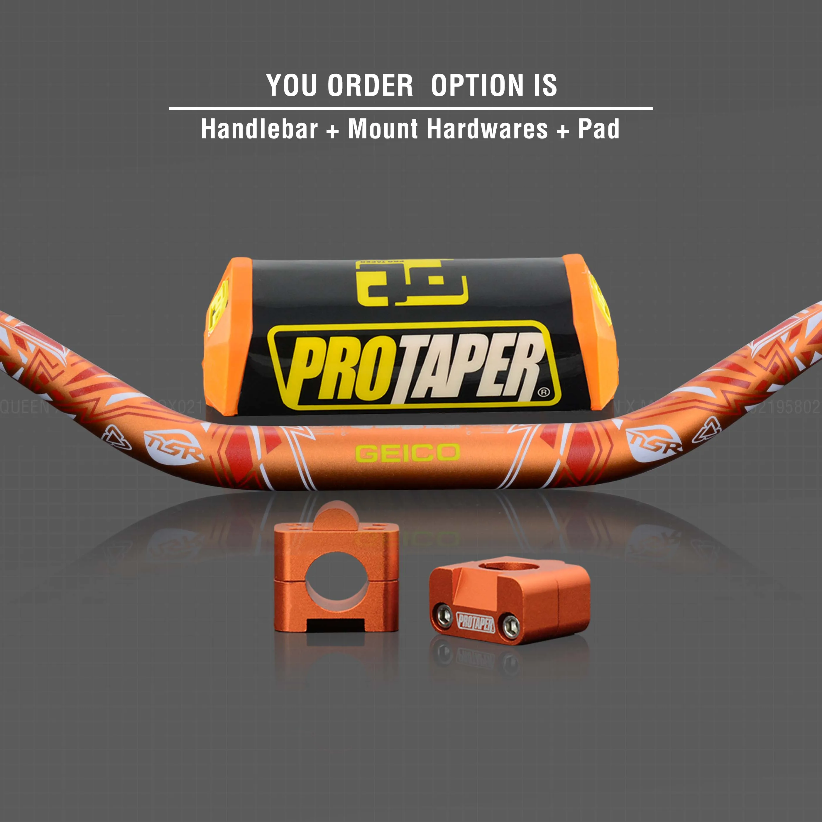 Руль для Pro Taper Pack Bar 1-1/" 6 дней Fatbar Колодки Ручки Pit Pro Racing Dirt Pit Bike мотоцикл с адаптер cnc - Цвет: Orange Combo3
