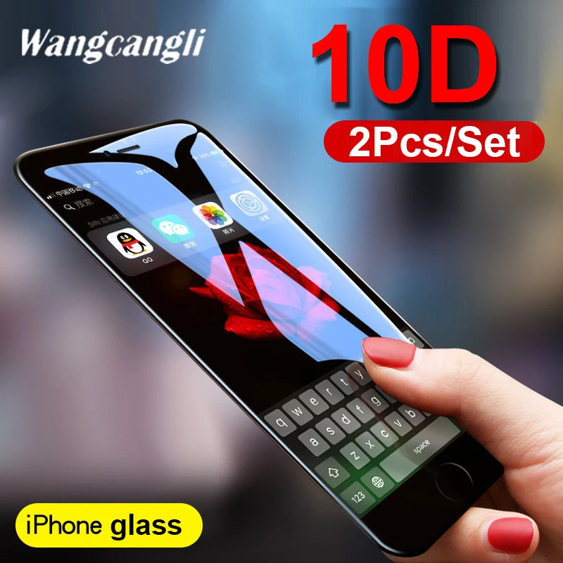 2 шт./компл. 10D стеклянная Защитная пленка для iPhone7 8 HD защитная прозрачное твердое