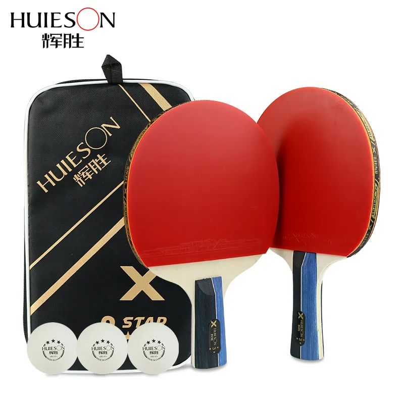 

Huieson 2Pcs/Set Classic 5 Ply Solid Wood Table Tennis Rackets Double Face Pimples-in Rubber Table Tennis Bats for Teenagers