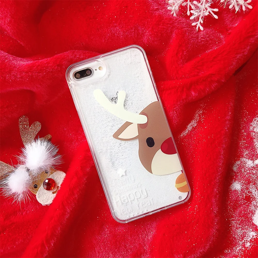 Милый Рождественский зыбучий песок чехол для телефона для IPhone 11 чехол XR XS Max 6 6S 7 8Plus прозрачная блестящая задняя крышка подарок на год Coque - Цвет: 6