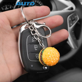 

FORAUTO 1PCS Car Key Ring Pendant Car-styling Creative Simulation Hamburger Key Chain Auto Accessories