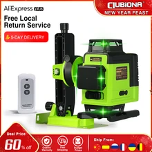 Clubiona ie16r profissional alemão núcleo piso e teto de controle remoto 4d linha verde laser nível com 5000mah li-ion bateria