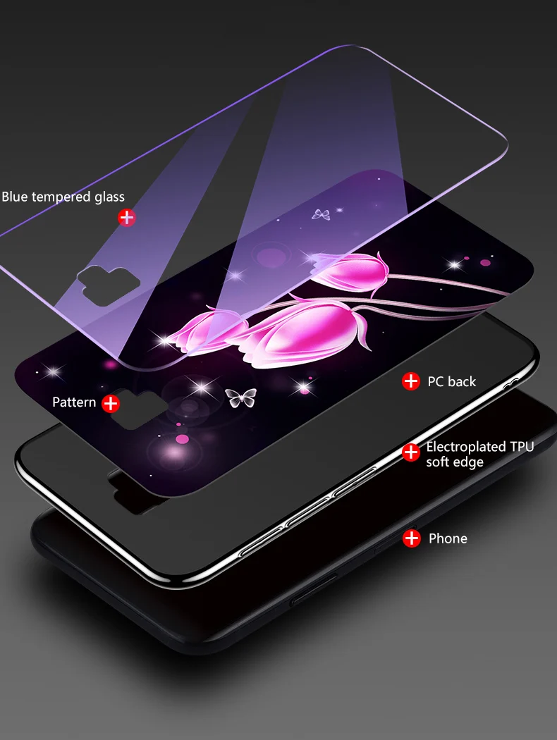 Чехол из закаленного стекла для телефона для samsung Galaxy S8 S9 S10 Galaxy Note10 9 Galaxy A70 A50 чехол s Покрытие синий светильник роскошный чехол